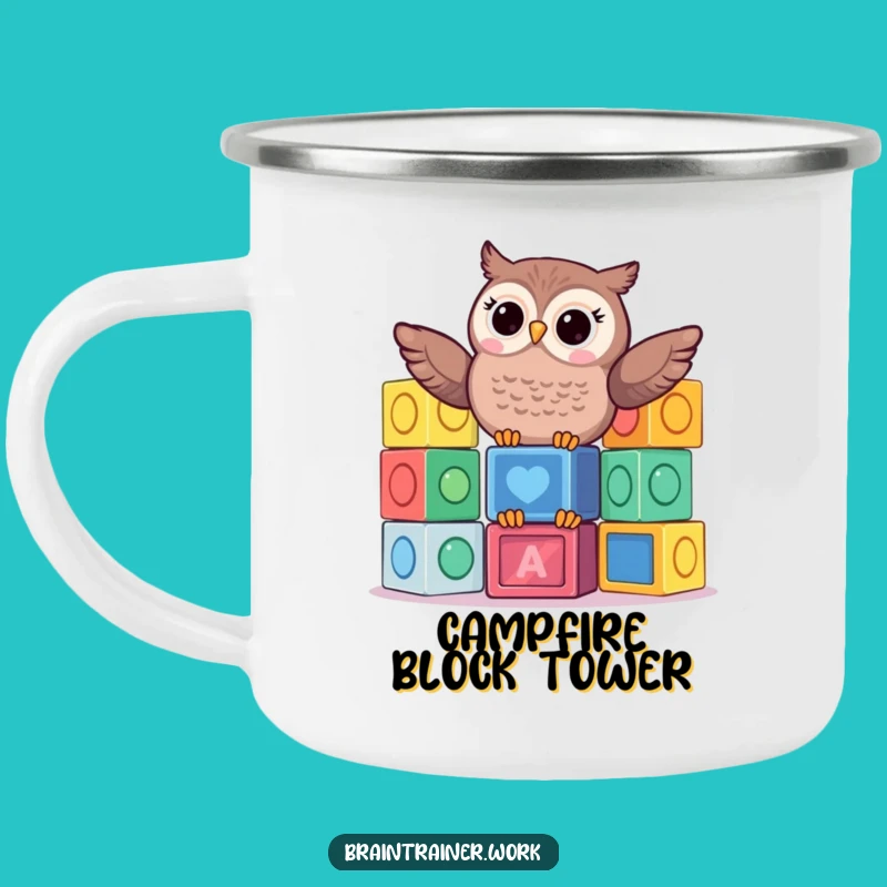 Funny Kawaii Owl Blocks Camp Mug - Hilarious Adventure Gift for Playful Explorers!