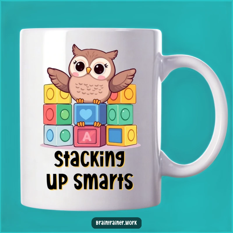 Funny Kawaii Owl Blocks Mug - Hilarious Gift for Playful Learners!