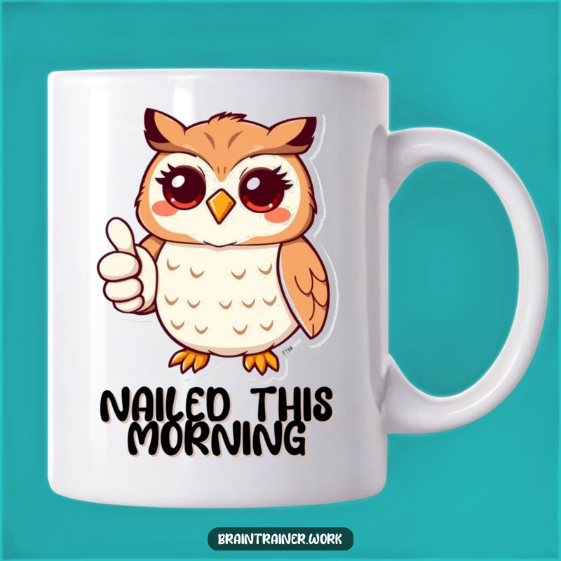 Funny Kawaii Owl Thumbs Up Mug - Hilarious Gift for Encouragement!