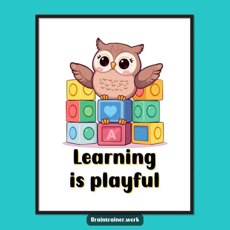 Funny Kawaii Owl Blocks Digital Print - Hilarious Decor for Playful Spaces!