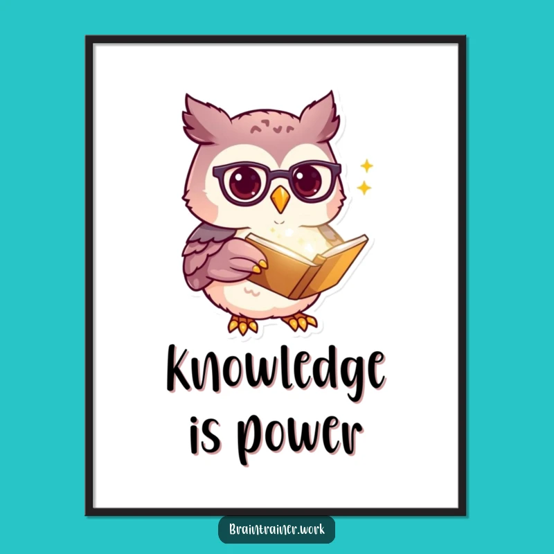 Funny Kawaii Owl Digital Print - Hilarious Decor for Bookish Spaces!