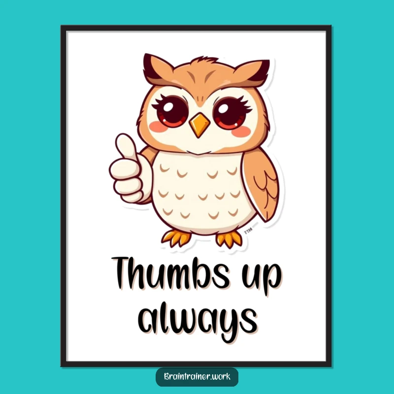 Funny Kawaii Owl Thumbs Up Poster - Hilarious Wall Art for Cheer!