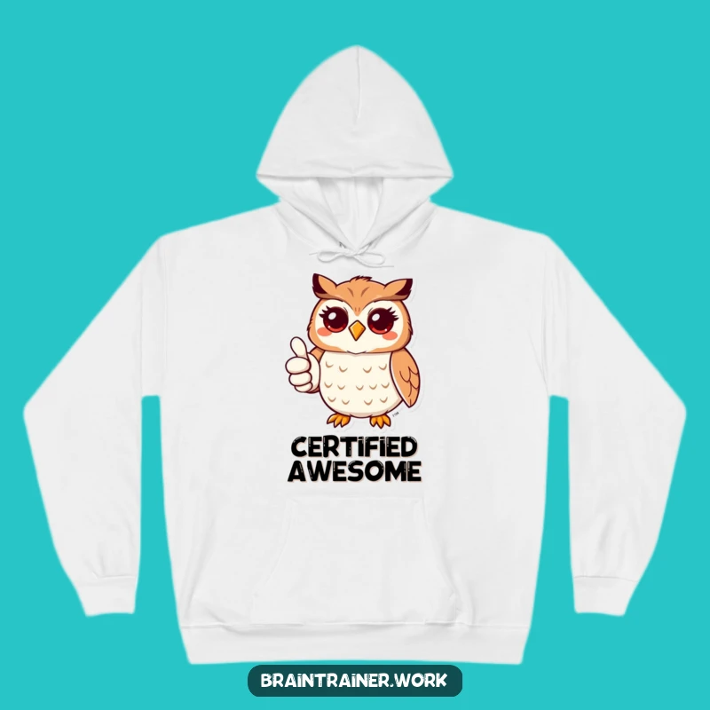 Cozy Funny Kawaii Owl Thumbs Up Hoodie - Warm & Hilarious Gift!