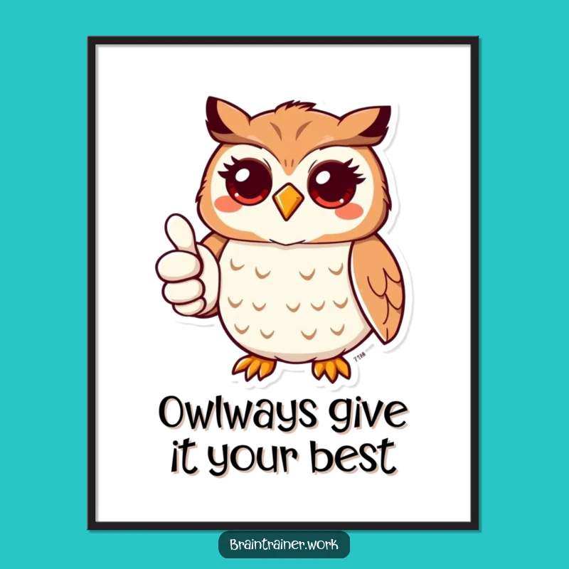 Free Printable Wall Art: Funny Thumbs Up Owl Design, Downloadable & Print at Home