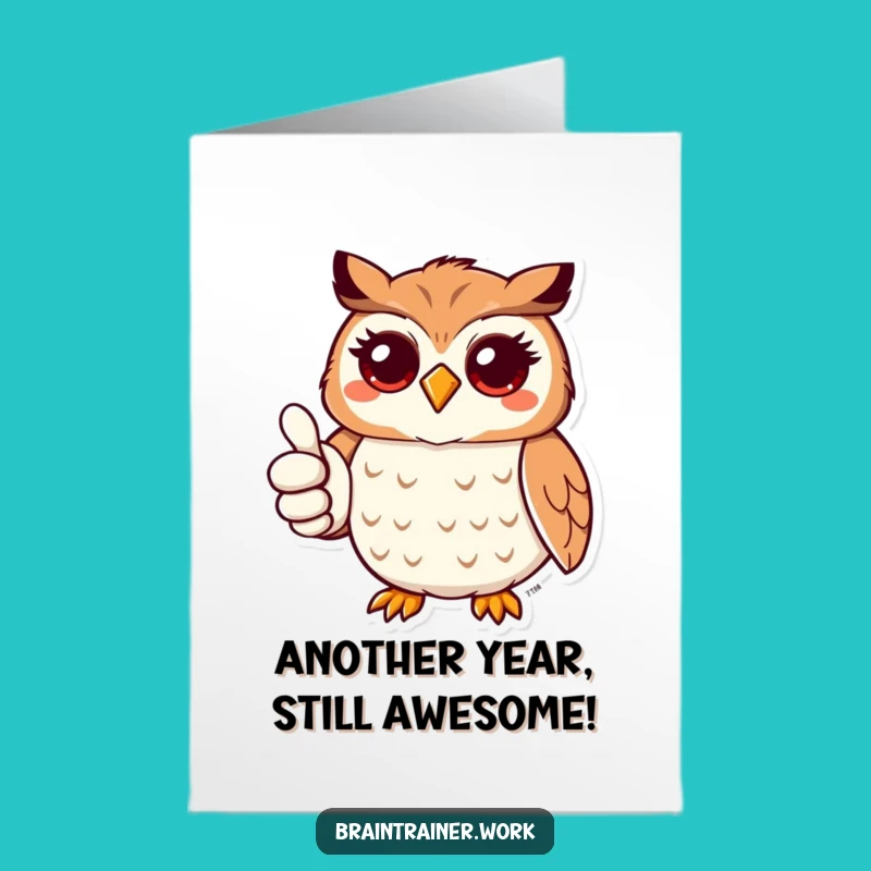 Free Printable Birthday Card: Funny Thumbs Up Owl Gift, Downloadable & Print at Home