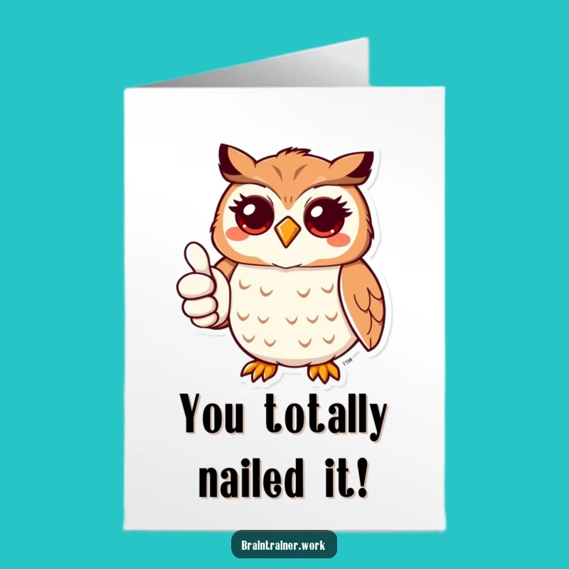 Free Printable Congrats Card: Funny Thumbs Up Owl Praise, Downloadable & Print at Home