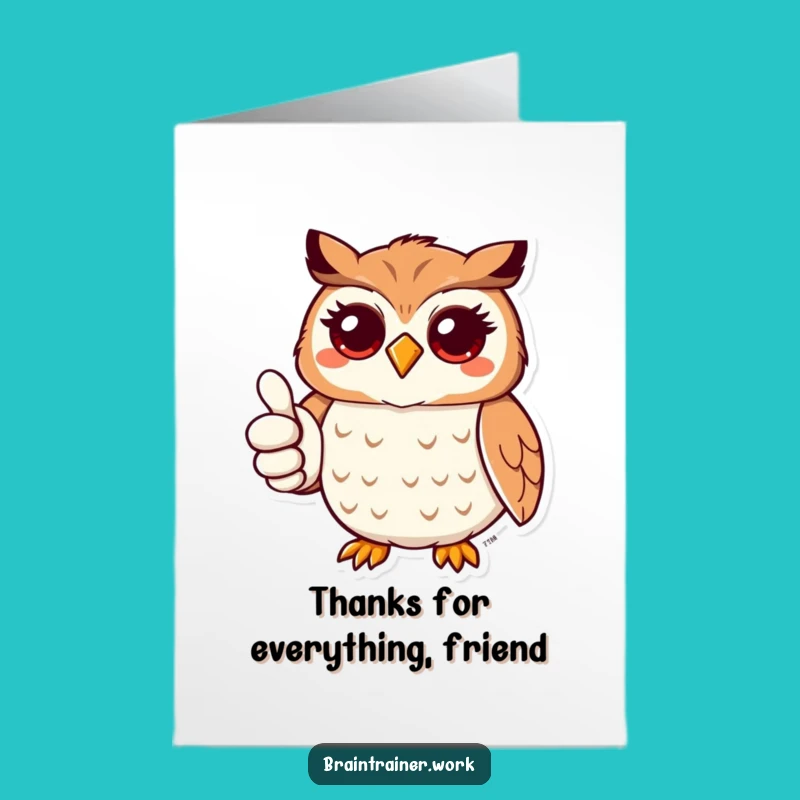 Free Printable Thank You Card: Funny Thumbs Up Owl Thanks, Downloadable & Print at Home