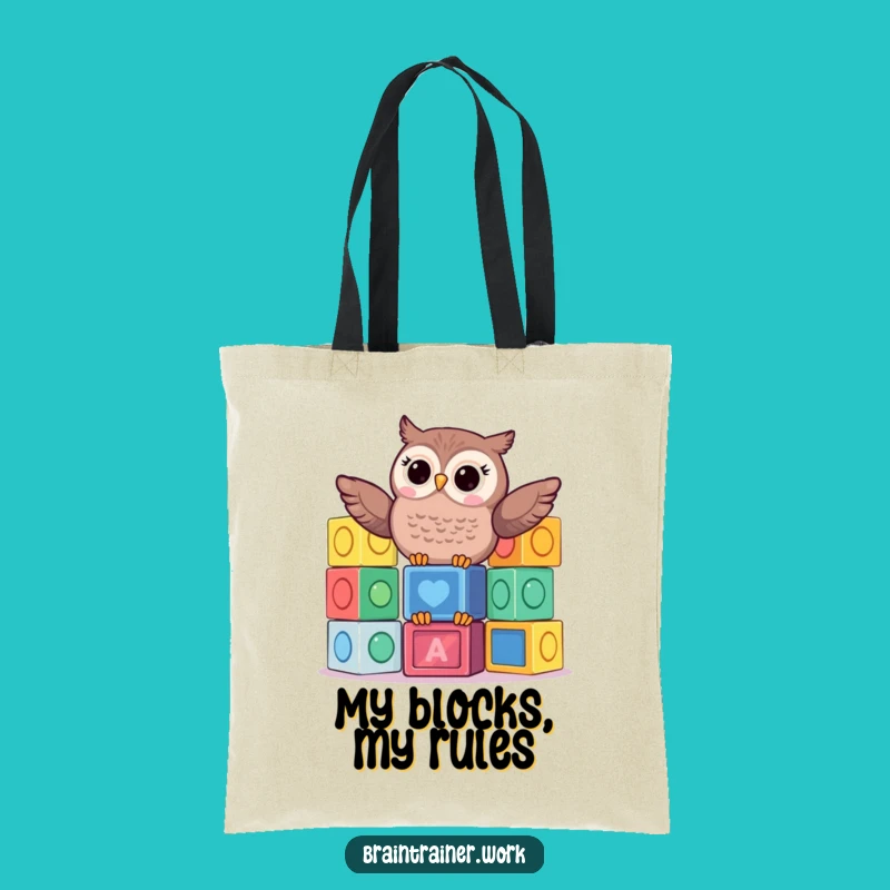 Funny Kawaii Owl Blocks Tote Bag - Hilarious & Practical Gift for Learners!